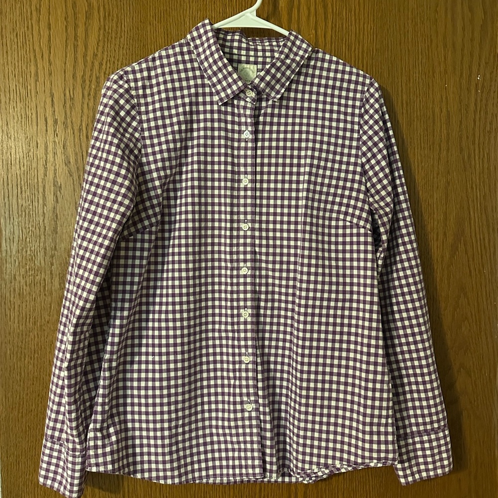 J. Crew Purple and White Perfect Shirt Button Down Shirt